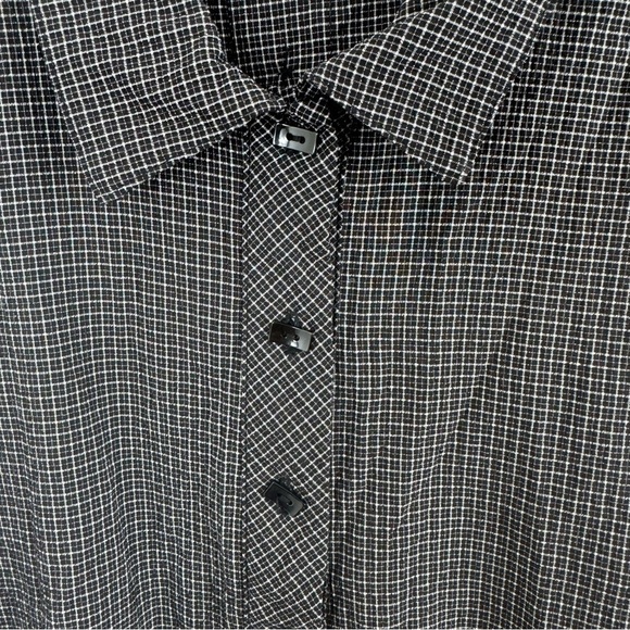 Habitat Clothes to Live In Womens Top L Gray Black Plaid Gingham Buttons - Picture 6 of 10
